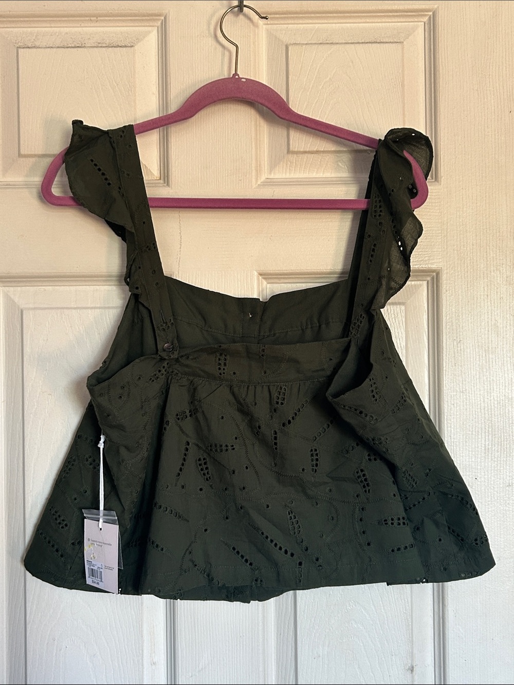 NWT LC Lauren Conrad genesis green button front ruffled shoulder tank top XL - Picture 3 of 6